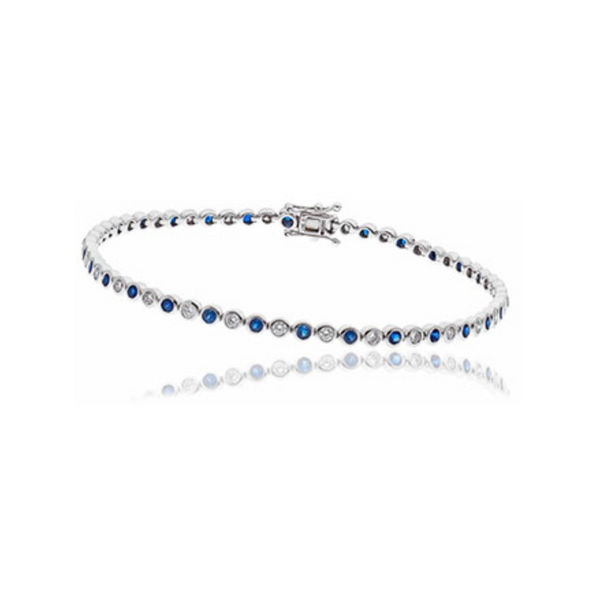 Sapphire and Diamond line bracelet, ruby and diamond rubover bracelet