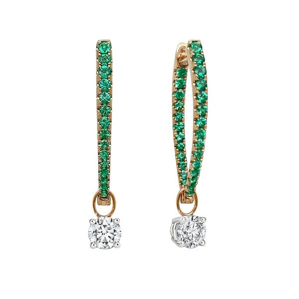 Emerald & Diamond Pointed Hoops