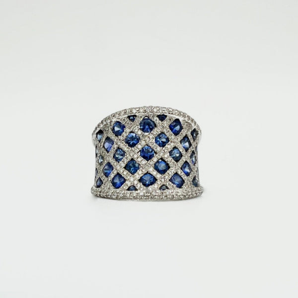 Sapphire and Diamond Lattice Ring